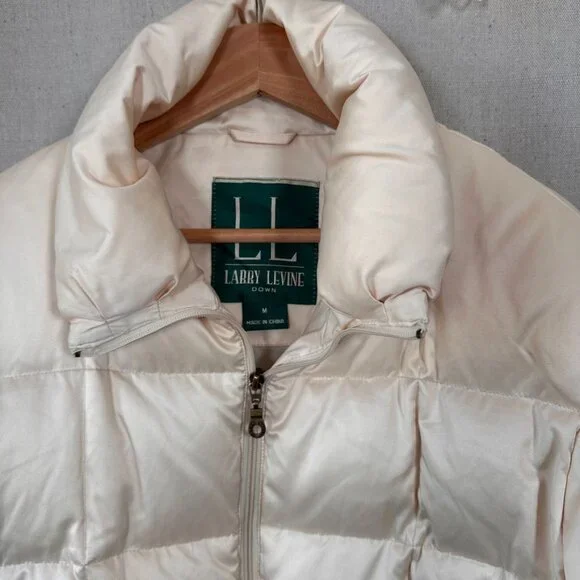 Larry Levine Cream Down Puffer Jacket  |  Size M - Picture 4 of 13